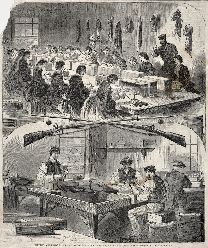 Filling Cartridges At The United States Arsenal At Watertown Massachusetts