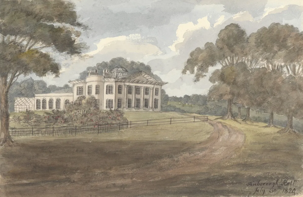 Finborough Hall July 30 1824 by Anne Rushout - Canvas Print