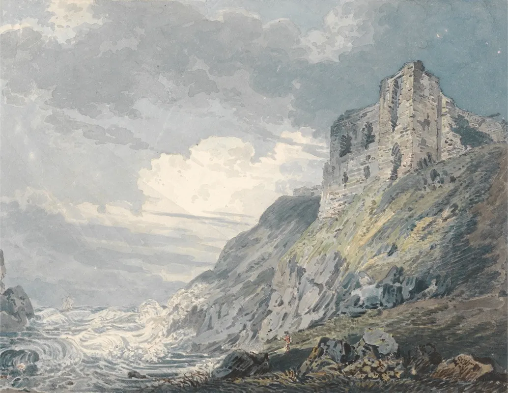 Findlater Castle Banff by Thomas Girtin - Canvas Print