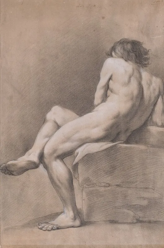 Finished Academy Study Of A Seated Male Figure by Giacomo Zoboli - Canvas Print