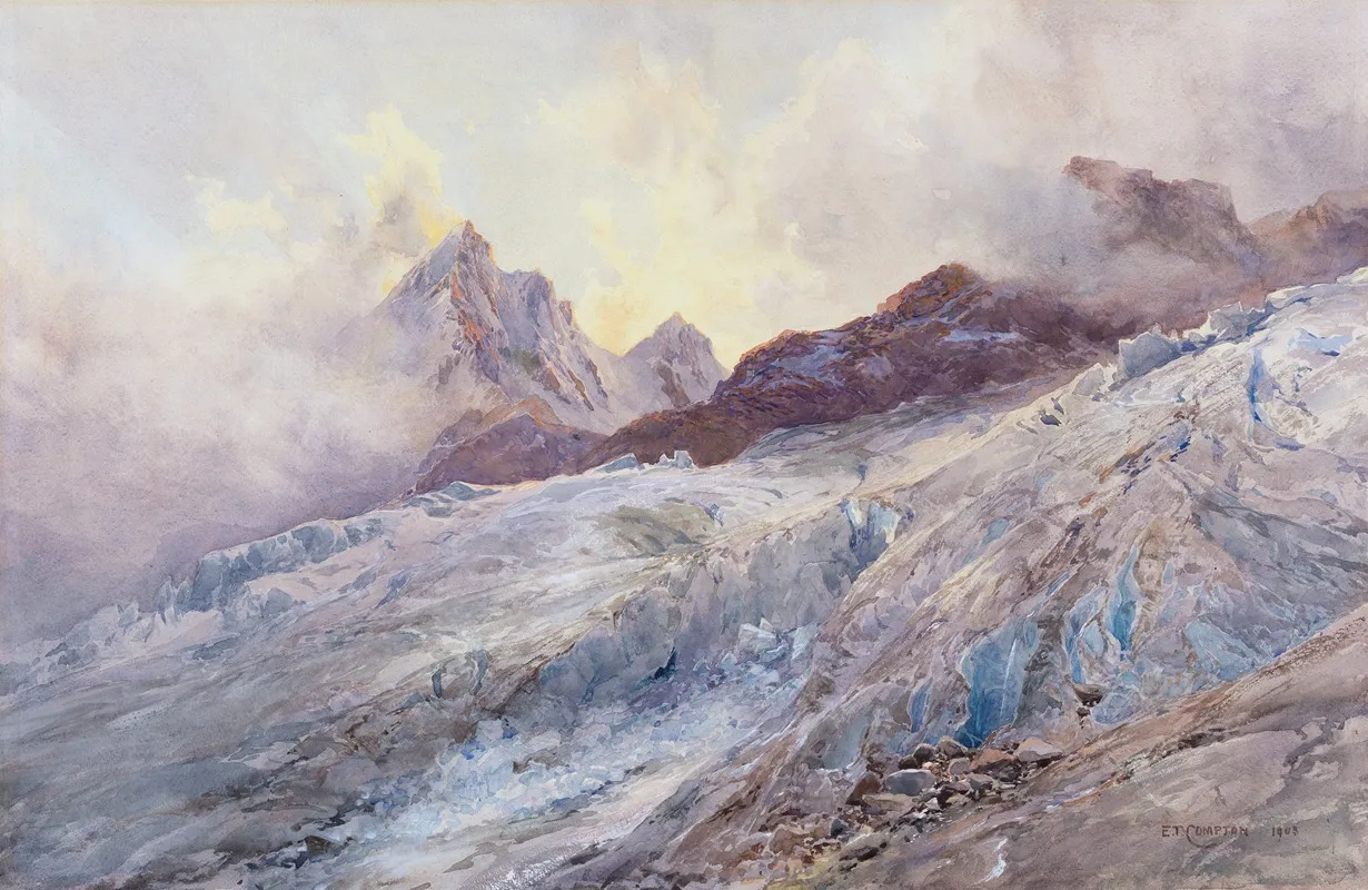 Finsteraarhorn by Edward Theodore Compton - Canvas Print