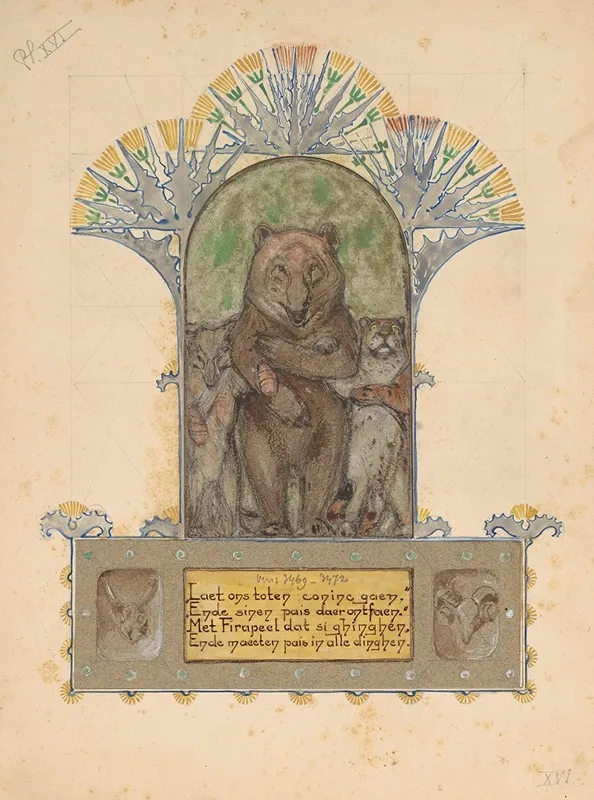 Firapeel Gaat Met Bruin En Isegrim Naar De Koning by Bernard Willem Wierink - Canvas Print