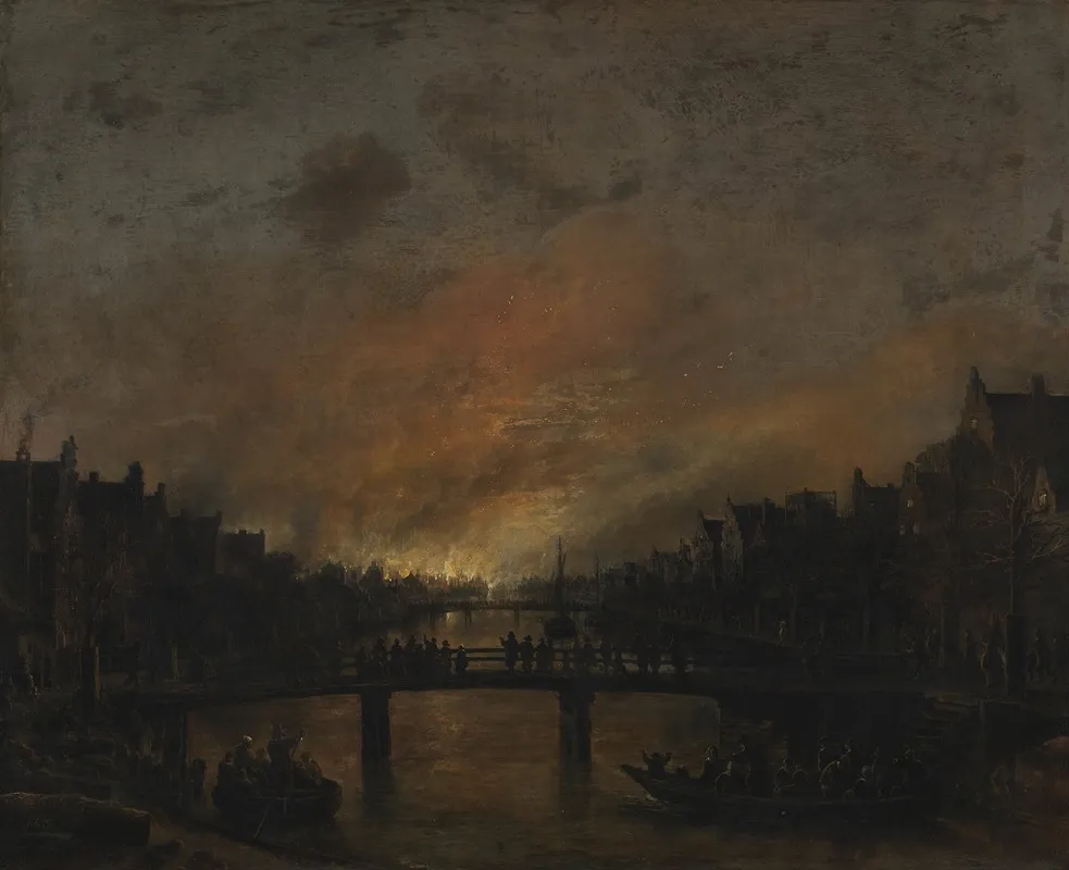 Fire At Amsterdam By Night by Aert van der Neer - Canvas Print