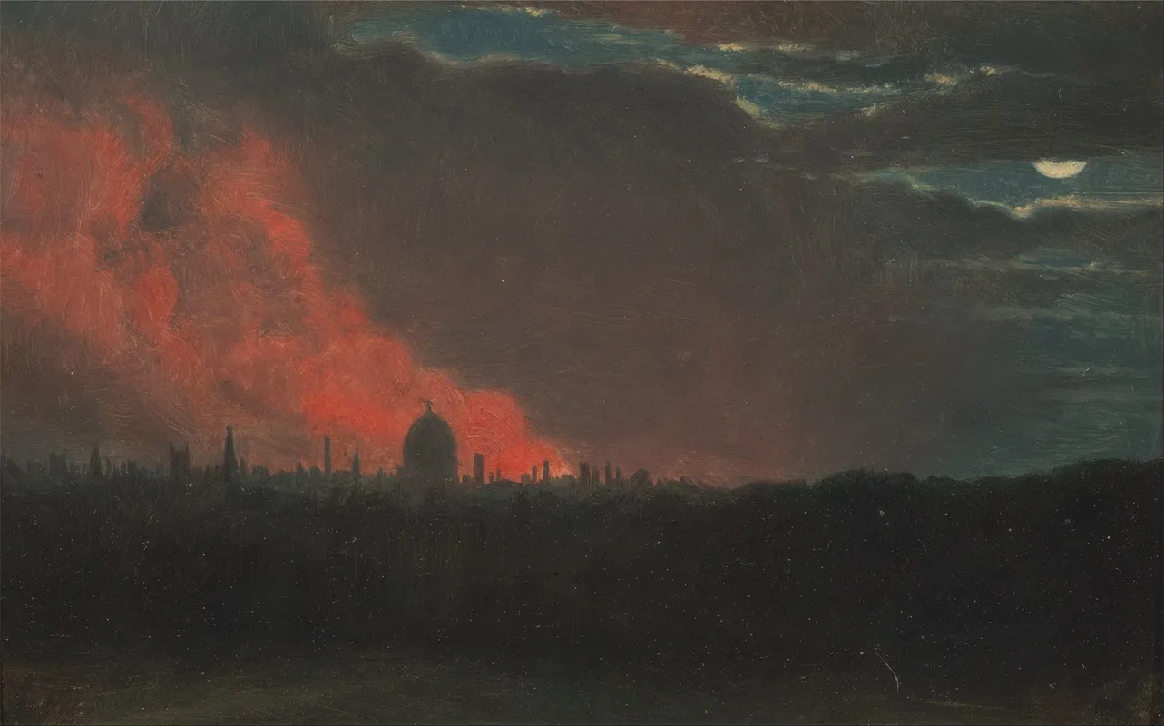 Fire In London Seen From Hampstead by John Constable - Canvas Print
