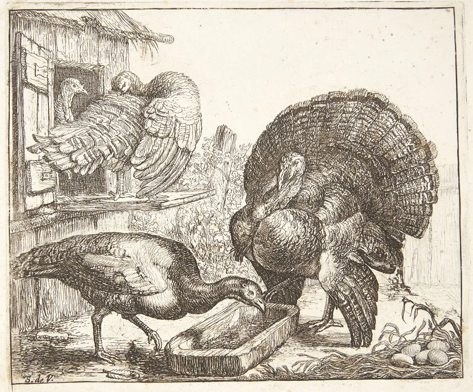 Fire Kalkuner by Simon de Vlieger - Canvas Print