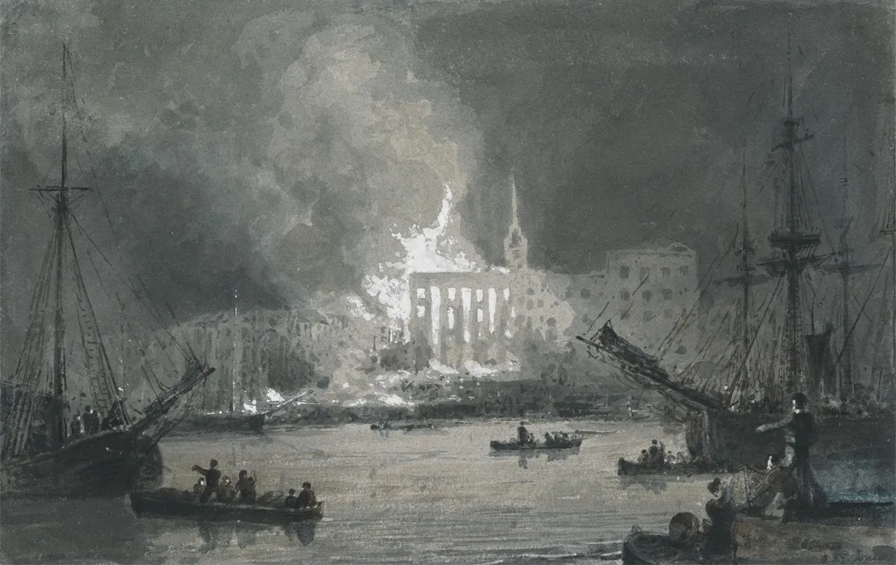 Fire On The Thames by George Jones - Canvas Print