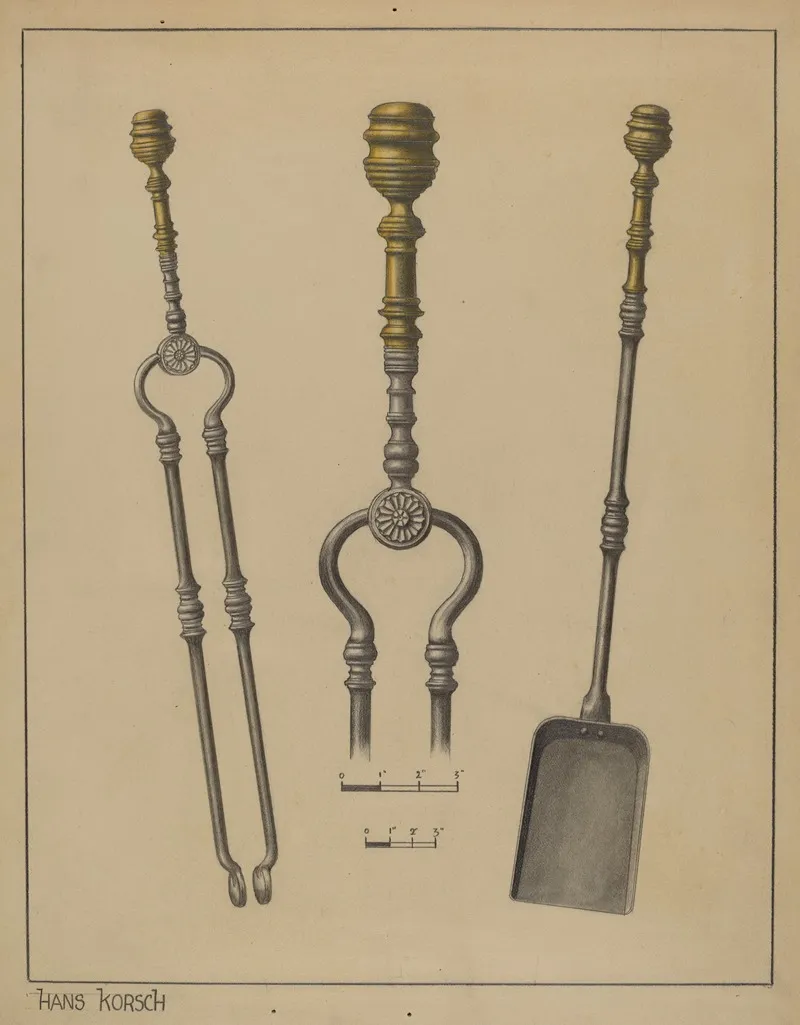 Fire Shovel And Tongs 2 by Hans Korsch - Canvas Print