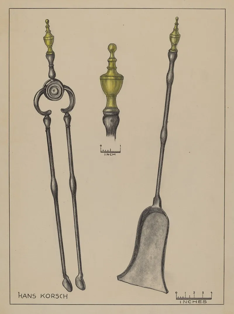 Fire Shovel And Tongs by Hans Korsch - Canvas Print