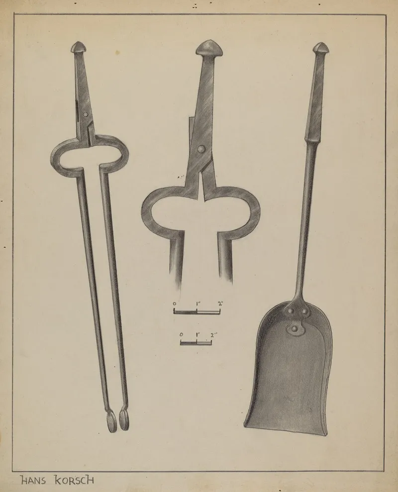 Fire Tongs And Shovel 3 by Hans Korsch - Canvas Print