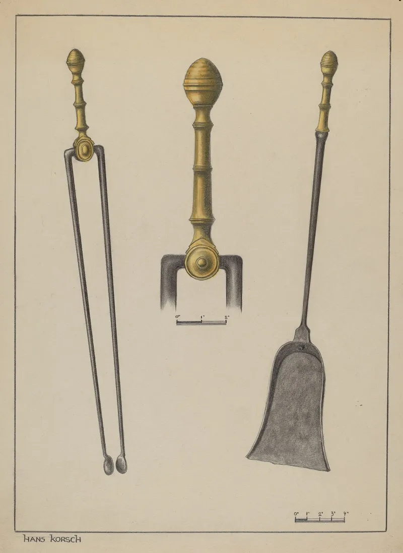 Fire Tongs And Shovel 5 by Hans Korsch - Canvas Print