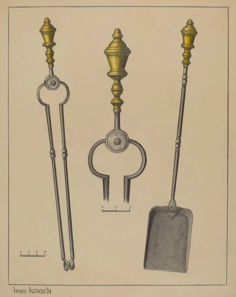 Fire Tongs And Shovel 6 by Hans Korsch - Canvas Print