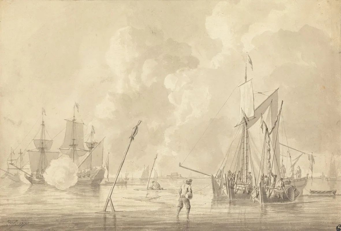 Firing A Salute by Dominic Serres - Canvas Print