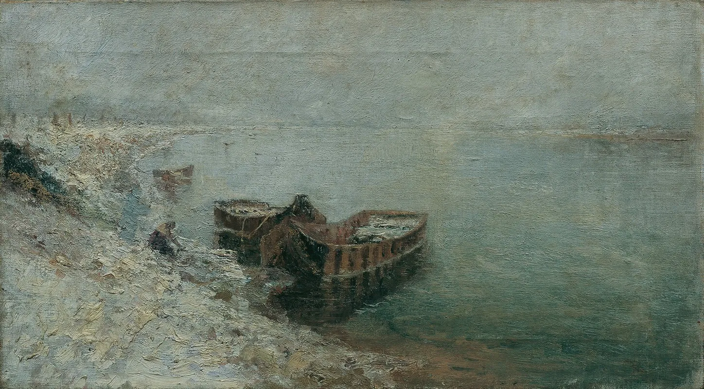 Fischerboote Am Donauufer by Emilie Mediz-Pelik - Canvas Print