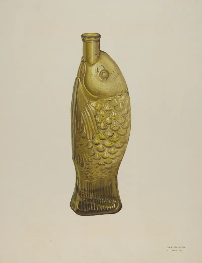 Fish Bitters Bottle by Loraine Makimson - Canvas Print