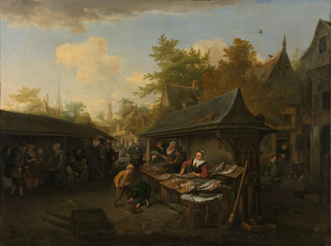 Fish Market 5 by Cornelis Dusart - Canvas Print