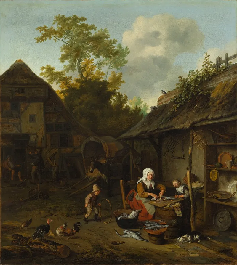 Fish Scraping by Cornelis Dusart - Canvas Print