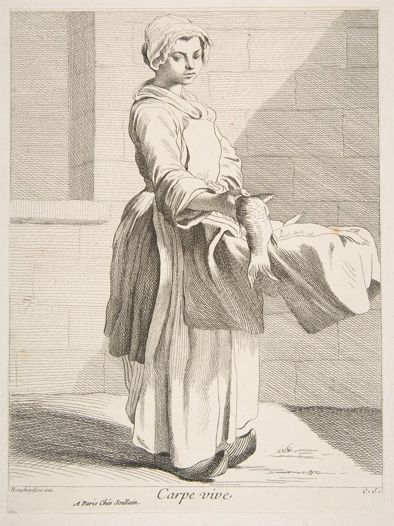 Fish Vendor by Edmé Bouchardon - Canvas Print