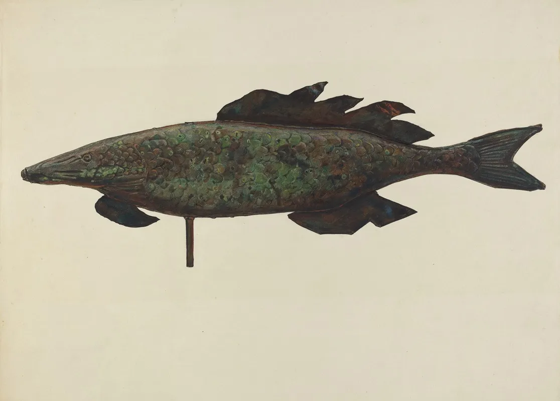 Fish Weather Vane 3 by Elizabeth Fairchild - Canvas Print