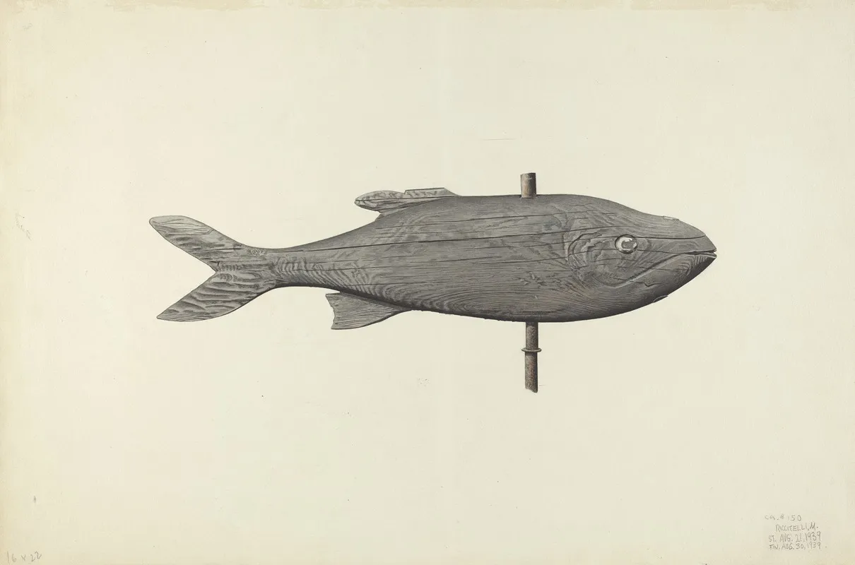 Fish Weather Vane 6 by Michael Riccitelli - Canvas Print