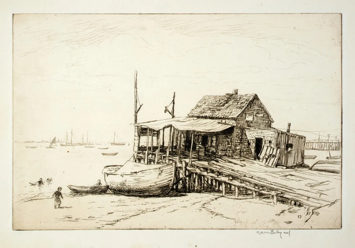 Fish Wharf Gloucester by Kerr Eby - Canvas Print