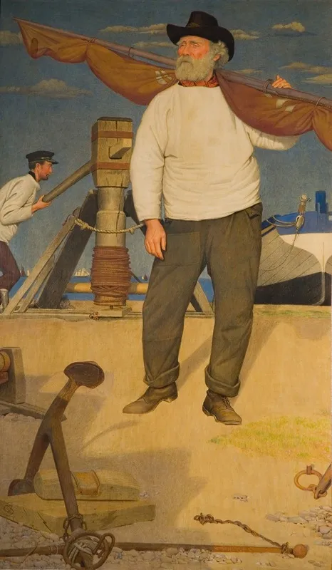 Fisherman Carrying A Sail
