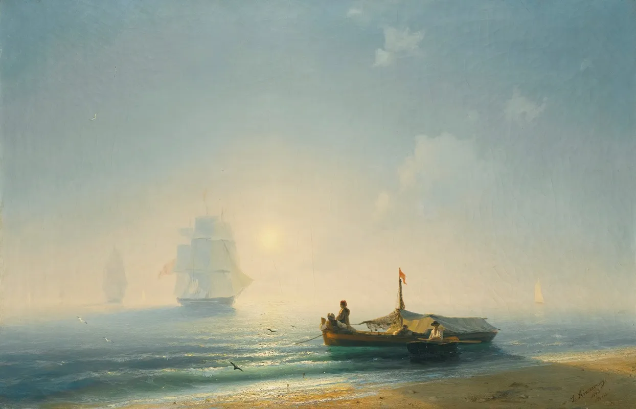 Fishermen At Dawn Naples by Ivan Konstantinovich Aivazovsky - Canvas Print