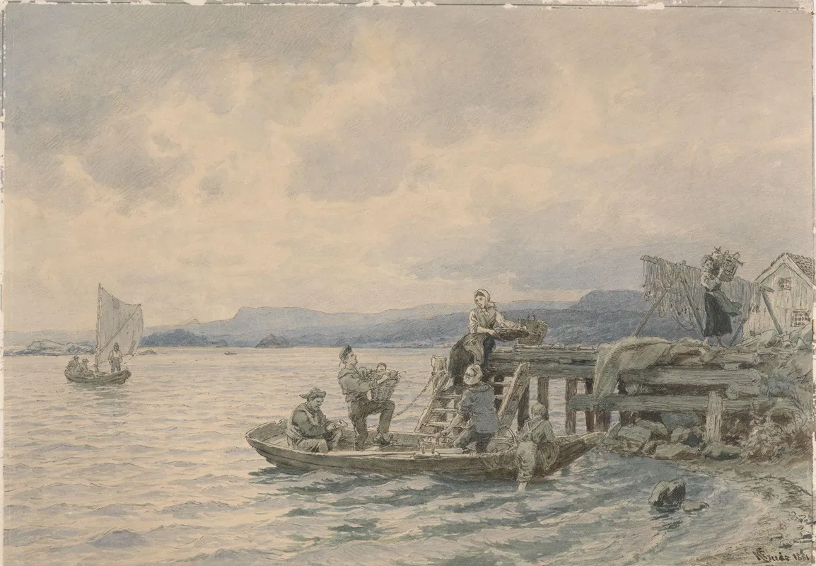 Fishermen At Pier In The Kristiania Fjord