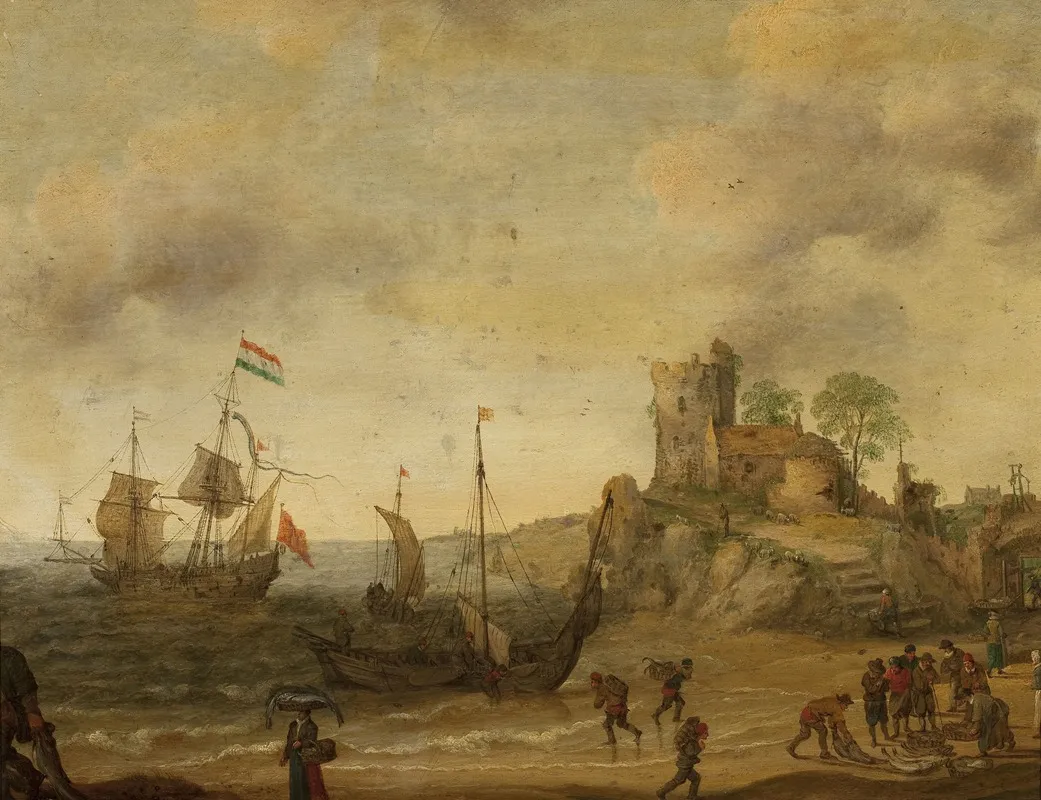 Fishermen At The Seaside by Adam Willaerts - Canvas Print