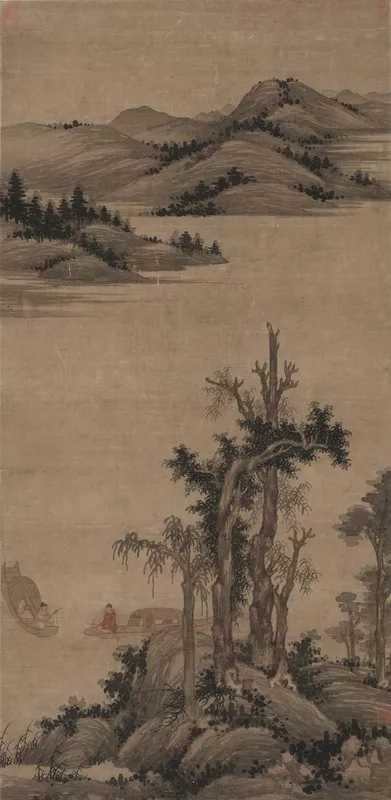 Fishermen Hermits In Stream And Mountain by Zhao Yong - Canvas Print