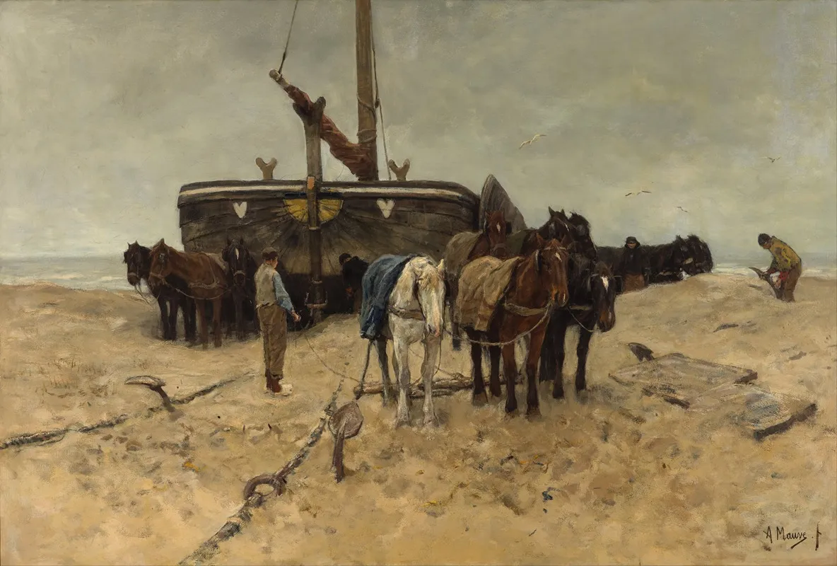 Fishing Boat On The Beach by Anton Mauve - Canvas Print