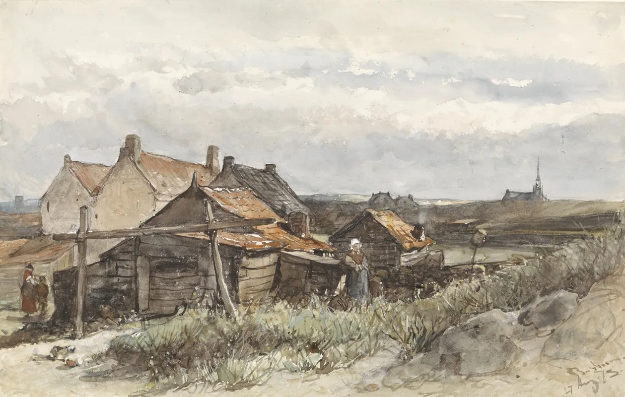 Fishing Family Houses In Scheveningen by Johannes Bosboom - Canvas Print