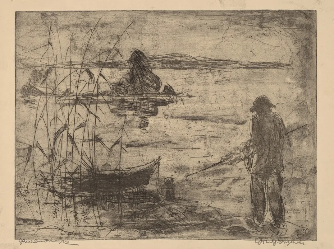 Fishing On The Havel River by Wilhelm Oesterle - Canvas Print