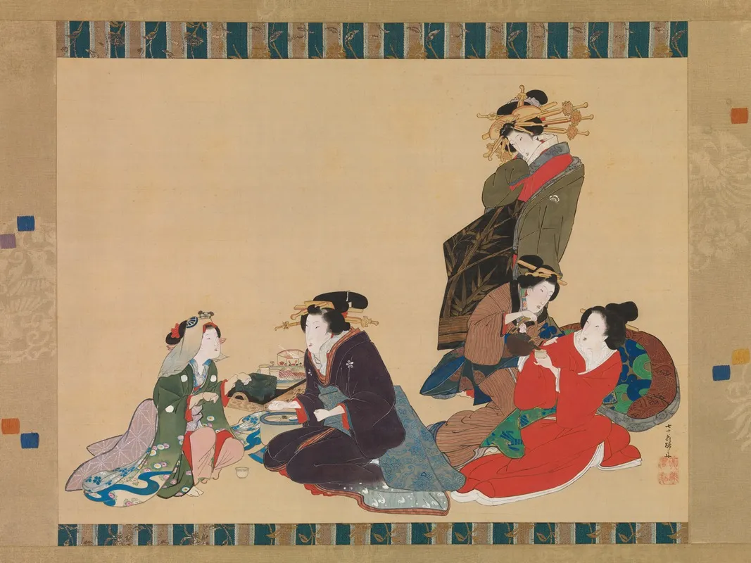 Five Beauties by Teisai Hokuba - Canvas Print
