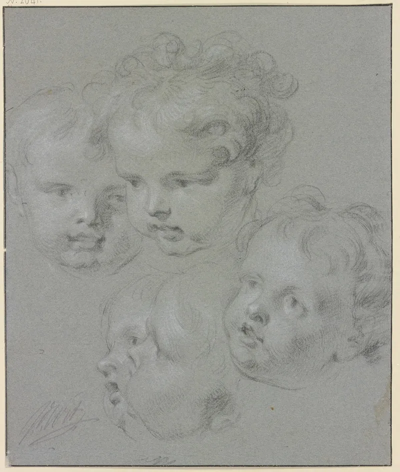 Five Childs Heads by Jacob de Wit - Canvas Print