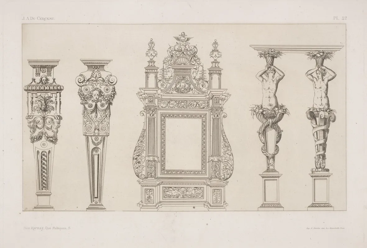 Five Designs For Columns Or Other Supports by André-Charles Boulle - Canvas Print