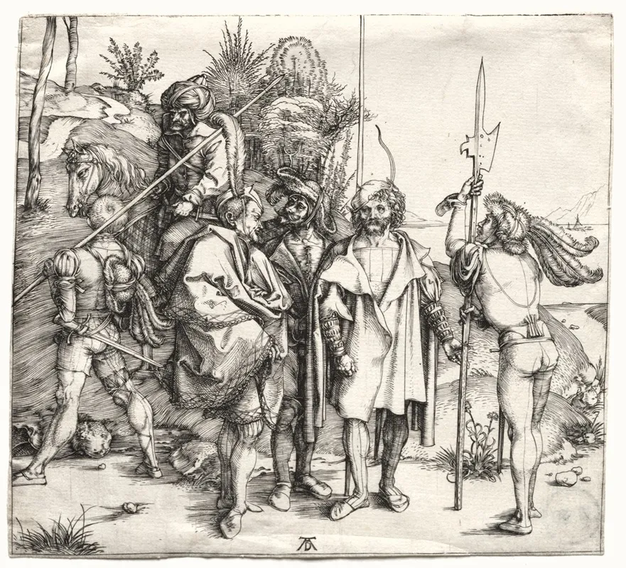 Five Soldiers And A Turk On Horseback