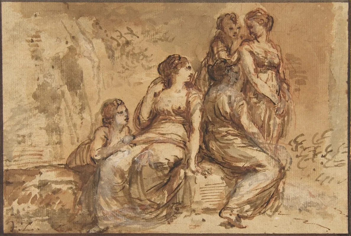 Five Young Women In A Landscape
