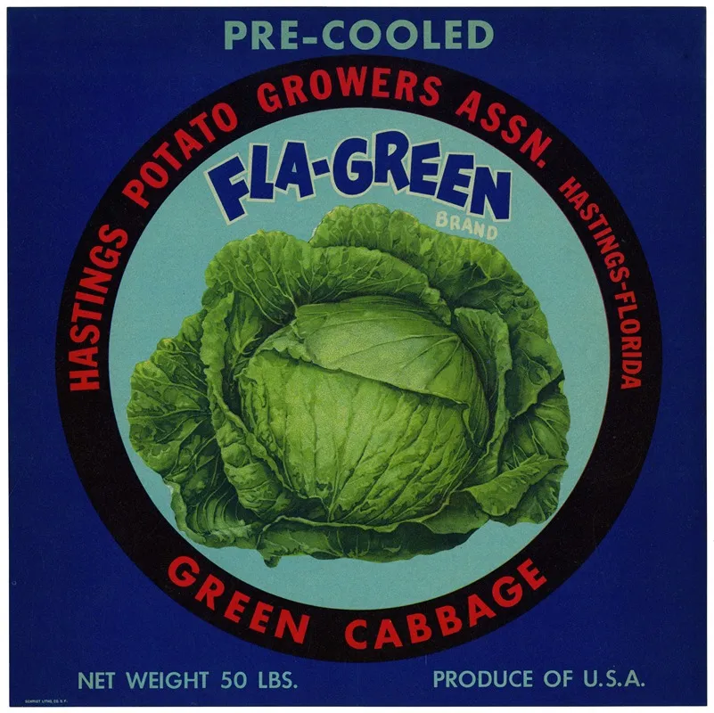 Fla Green Brand Green Cabbage Label