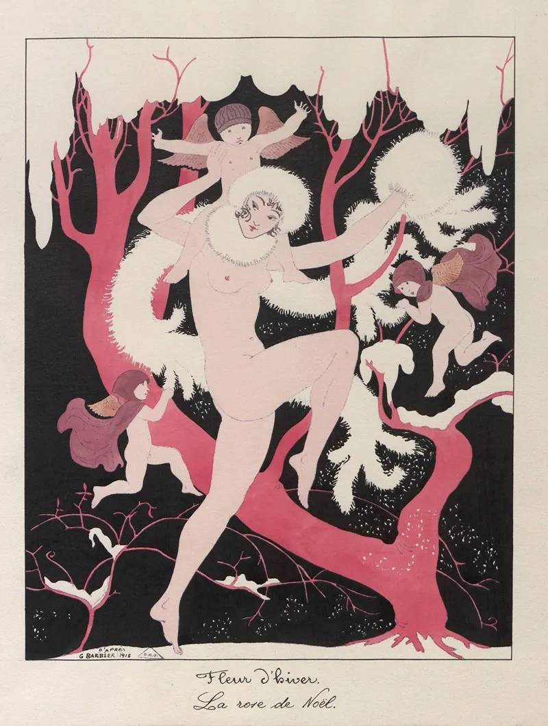 Fleur Dhiver La Rose De Noel by George Barbier - Canvas Print