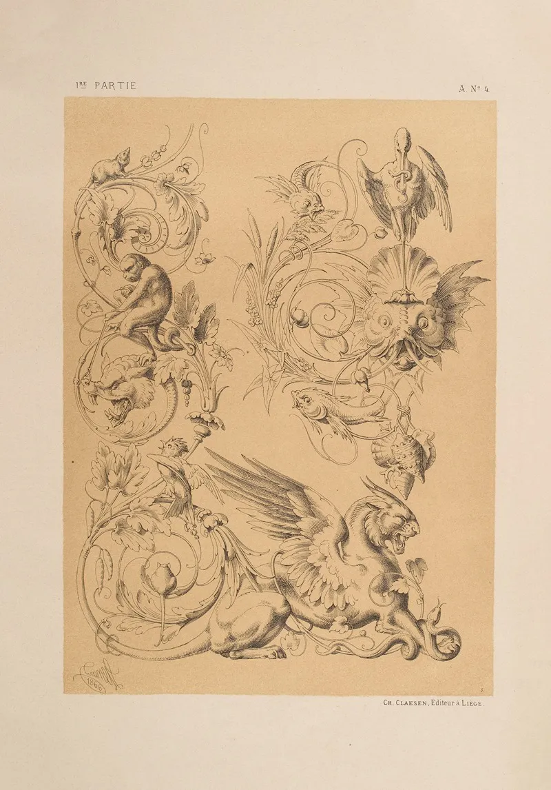 Fleuron Aquatique Arabesque Chimerique