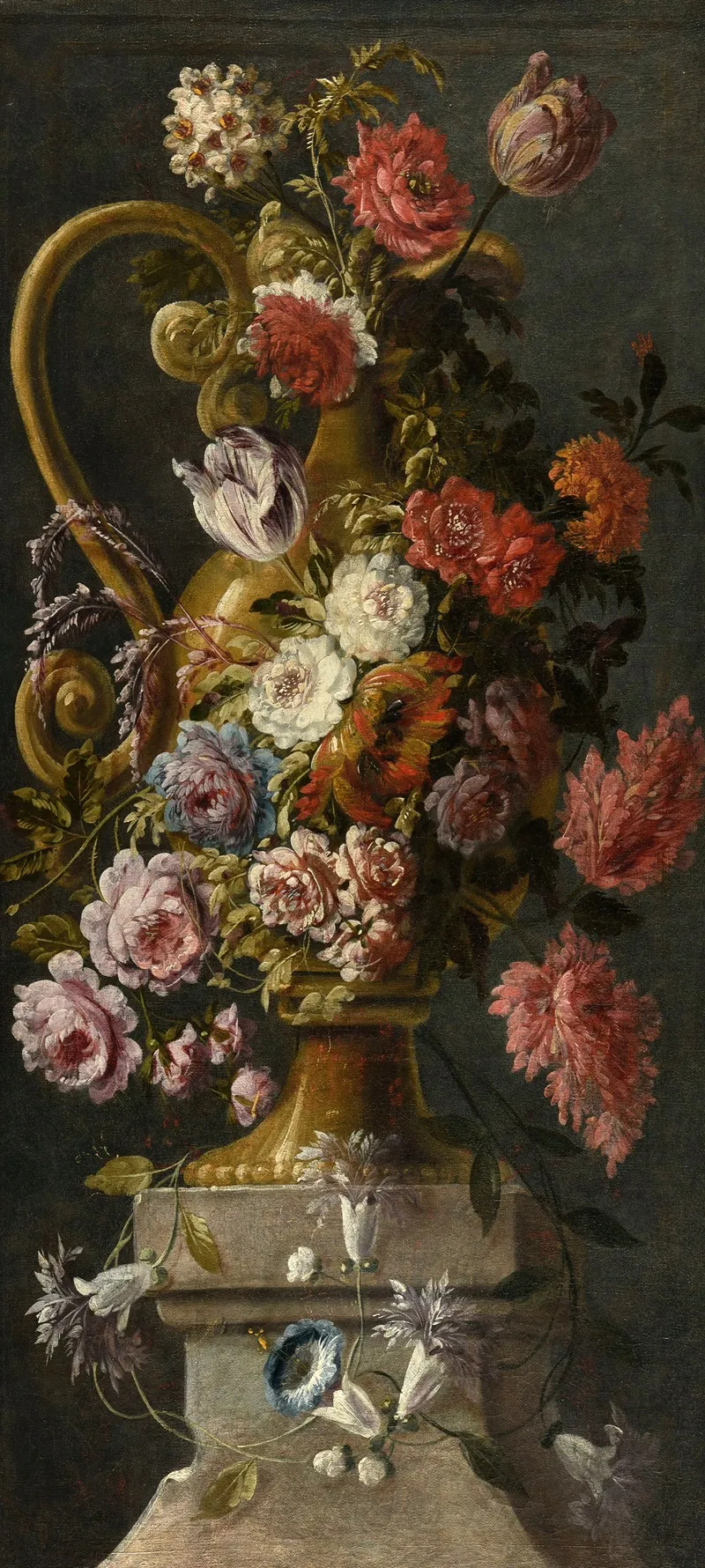 Fleurs Dans Un Vase En Bronze