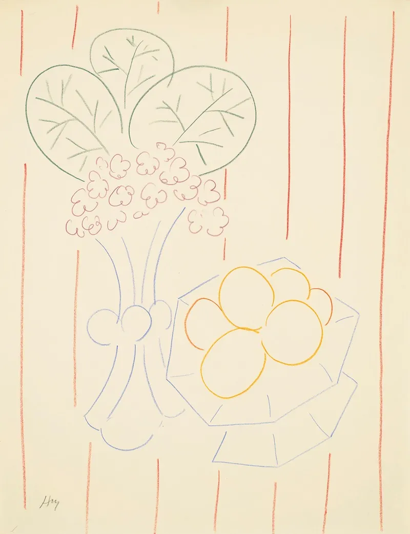 Fleurs Et Fruits Fond Raye by Henri Matisse - Canvas Print