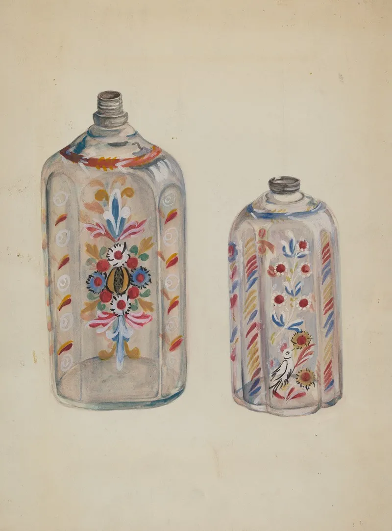 Flint Glass Bottles by Ella Josephine Sterling - Canvas Print