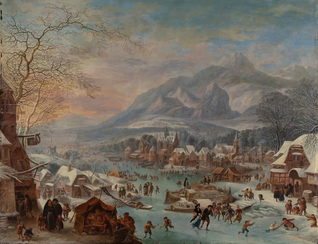 Flodlandskab Ved Vintertid by Jan Griffier - Canvas Print