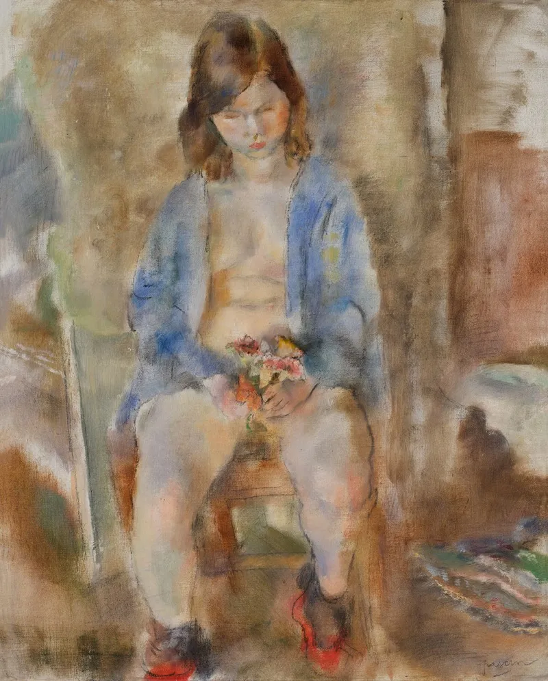 Flora Aux Fleurs by Jules Pascin - Canvas Print