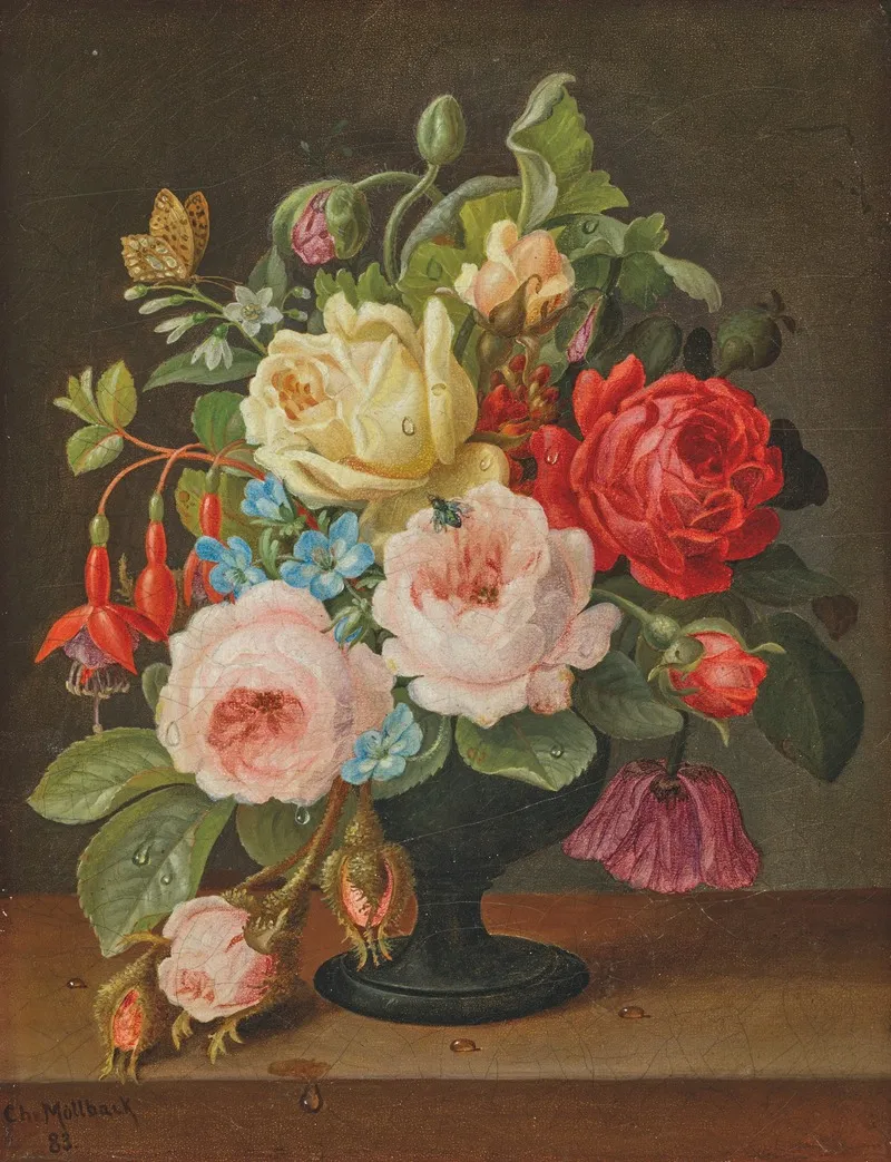 Floral Still Life 16 by Christian Juel Möllback - Canvas Print