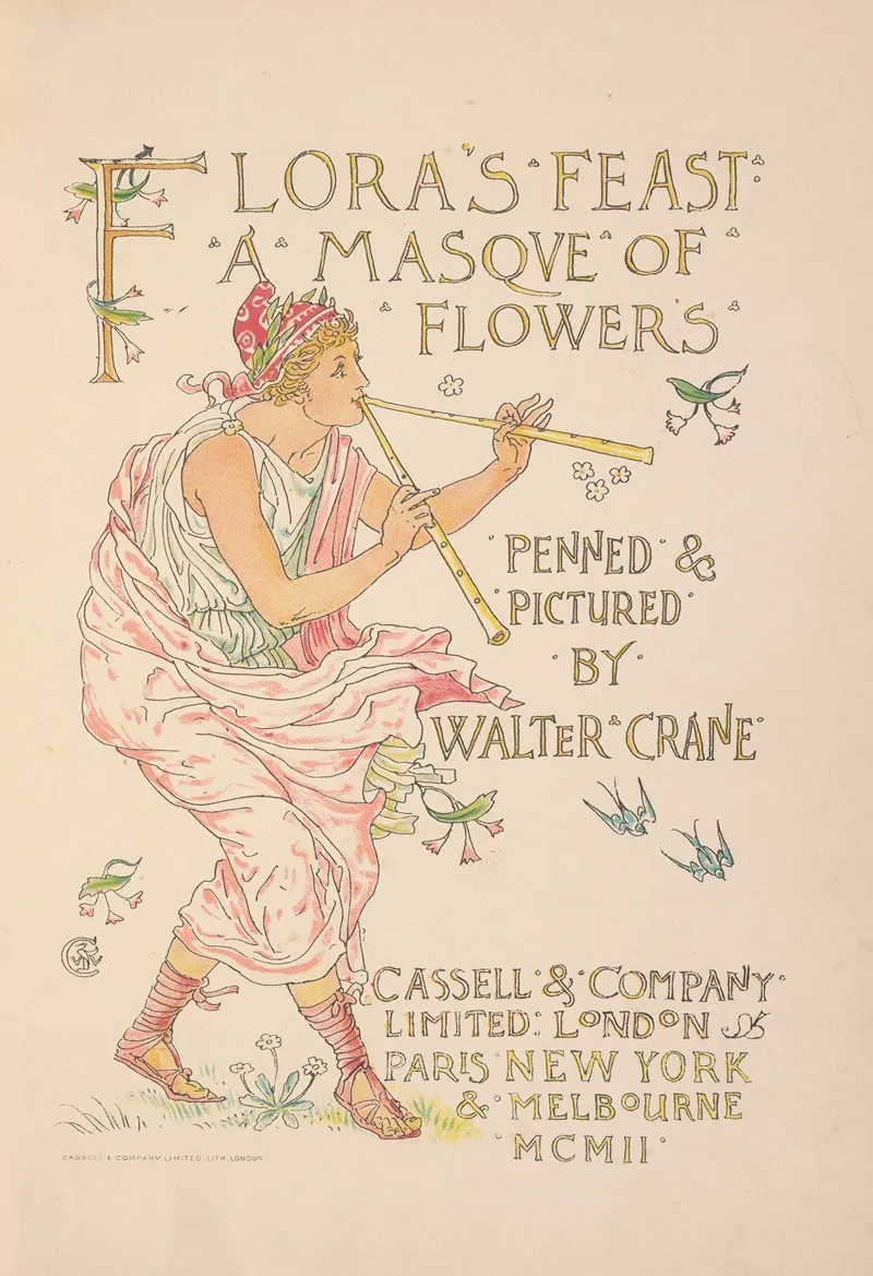 Floras Feast A Masque Of Flowers Pl 01 by Walter Crane - Canvas Print
