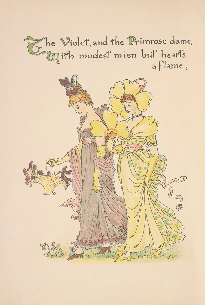 Floras Feast A Masque Of Flowers Pl 08 by Walter Crane - Canvas Print