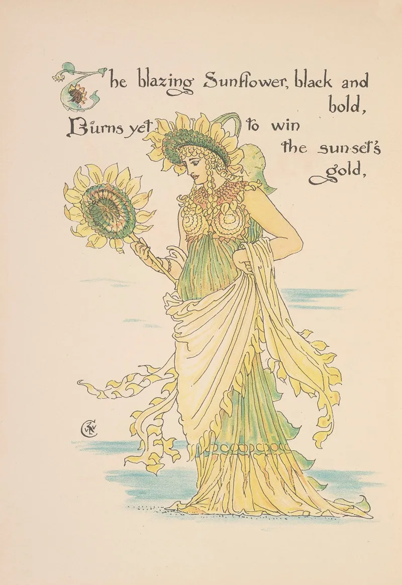 Floras Feast A Masque Of Flowers Pl 32 by Walter Crane - Canvas Print