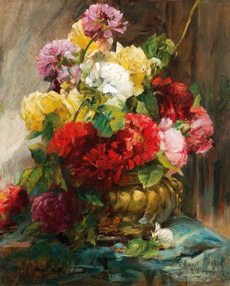 Flower Piece In Vase by Georges Jeannin - Canvas Print